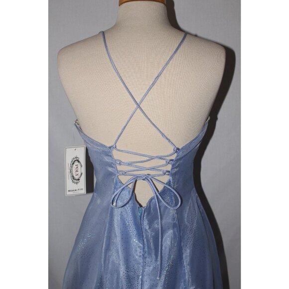 Poly USA #2264 Long Organza Formal Evening or Prom Gown-Size M-PERIWINKLE BLUE - Picture 5 of 7